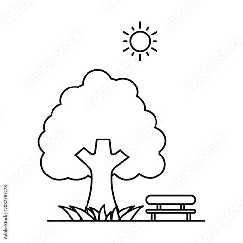 park scene with tree illustration