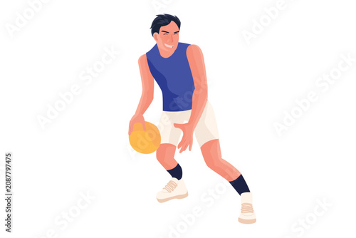 Bild auf Leinwand Basketball player dribbling ball on court athletic training