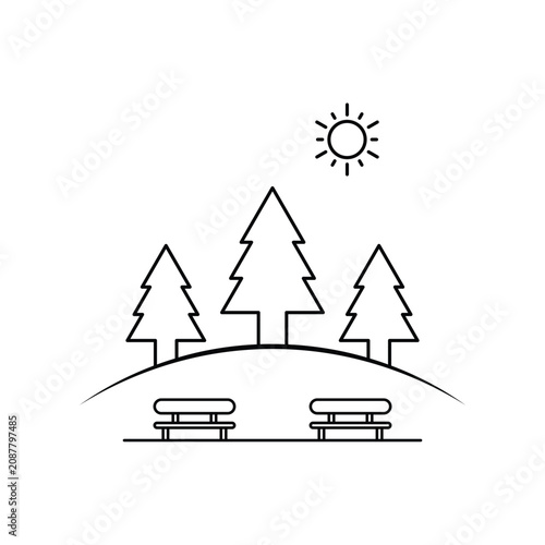 park scene with tree illustration