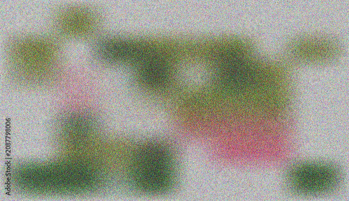 Abstract digital noise texture creates a modern art feel with subtle green and pink color blends