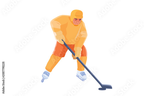 Photography Ice hockey player skating with stick on rink athletic training