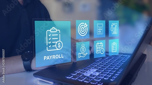 Digital payroll system concept. Employee salary management, financial records and HR administration. 