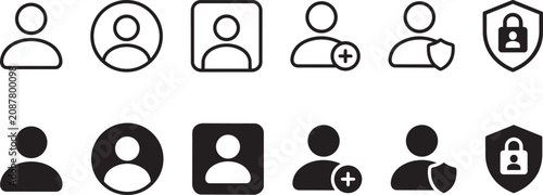 User Profile and Account Security Vector Icons Set