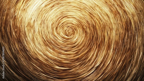 Circular dry straw texture background in vintage style. Detailed close up view of woven straw. Natural light gives warm tone to design. Circular pattern creates visually interesting abstract art.