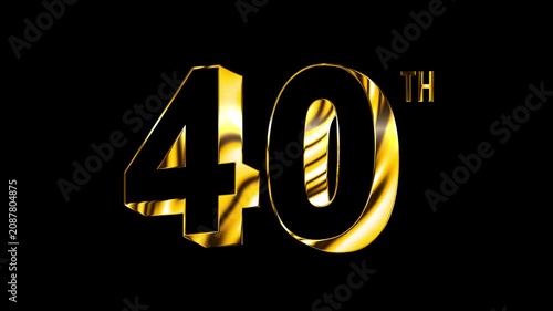 Luxury Golden Forty Number Anniversary Celebration 3D Metallic Typography Isolated Design Animation