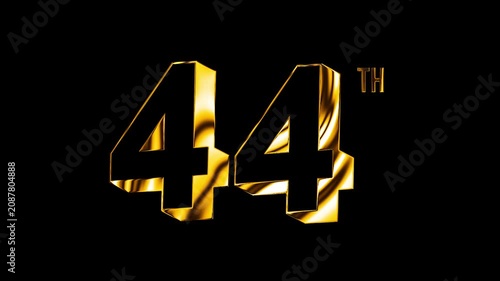 Luxury Golden Forty Four Number Anniversary Celebration 3D Metallic Typography Isolated Design Animation