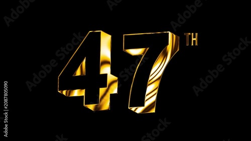 Luxury Golden Forty Seven Number Anniversary Celebration 3D Metallic Typography Isolated Design Animation