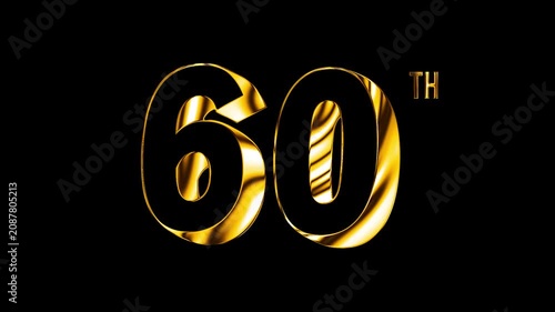 Luxury Golden Sixty Number Anniversary Celebration 3D Metallic Typography Isolated Design Animation