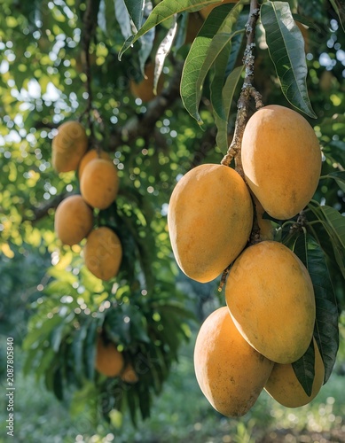 Ripe mangoes on a tree