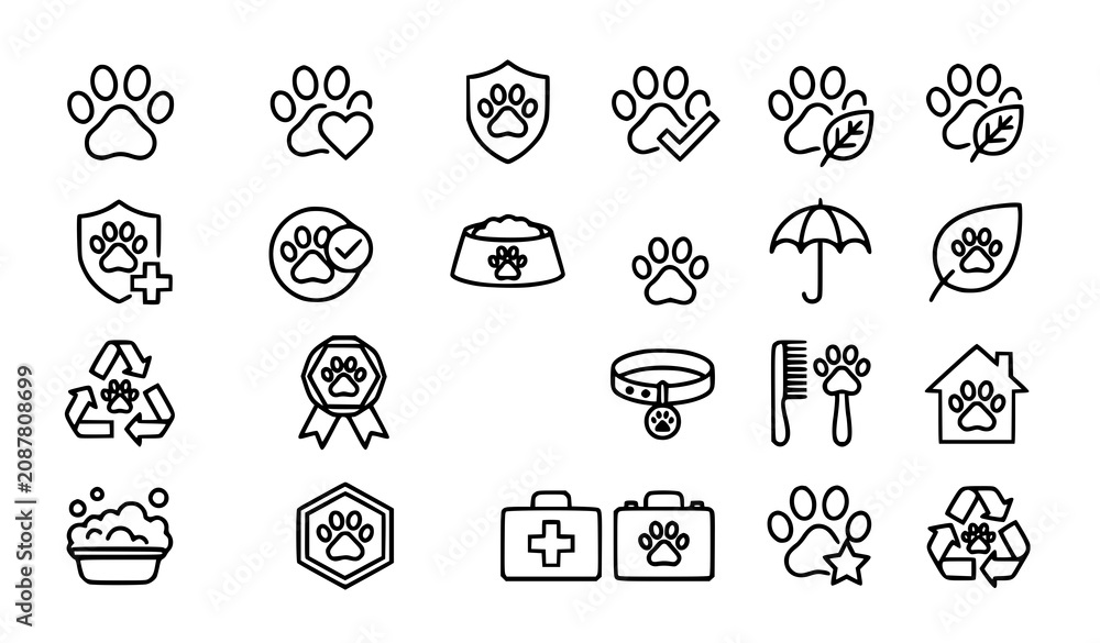 Fototapeta premium Pet care and safety icons
