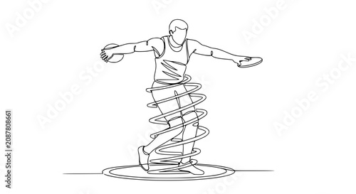Discus Thrower Athlete Spinning Motion Abstract Vortex Line Art