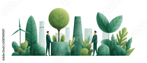 Businesspeople Engaging with Eco-Friendly Green Environment and Nature