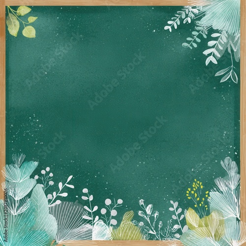 Botanical Frame with Hand-Drawn Style Greenery for Nature or Eco Themes