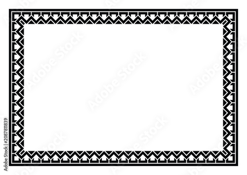 Tribal Chevron Spike Rectangle Border Frame, Zigzag Arrow Geometric Vector