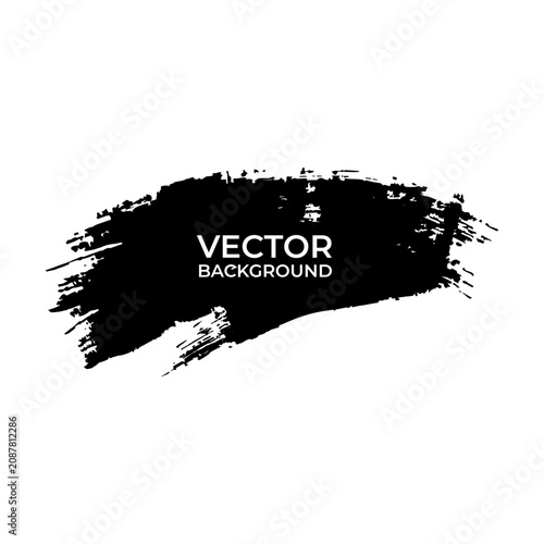 Realistic black paint brush stroke vector background, abstract oil acrylic paint stripe, ink watercolor dye art design