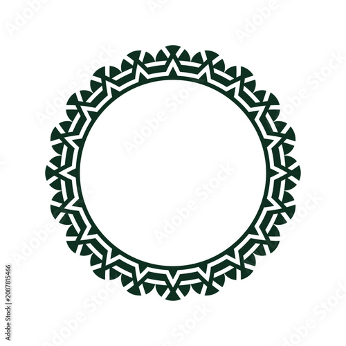 Aztec Zigzag Crown Circle Frame, Tribal Chevron Scallop Ring Border Vector
