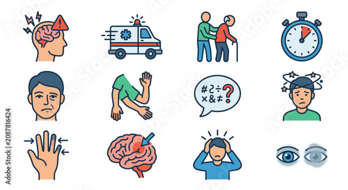 Fotografía A concerned person helps another person with a brain injury near an ambulance