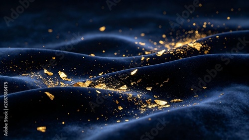 Deep navy gold foil abstract texture stardust velvet night sky luxury
