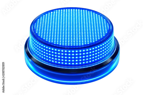 Glowing Blue LED Push Button Futuristic Technology Concept