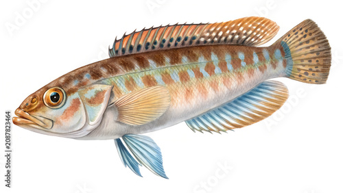 
Channa pulchra fish isolated on white background.