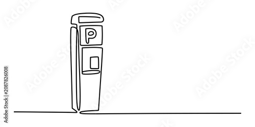 Cuadro en lienzo Continuous single line drawing of a parking meter machine showing the letter p s