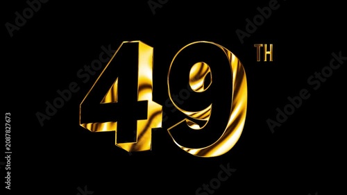A Golden Shine Light Forty Nine Number Anniversary Celebration 3D Metallic Typography Isolated Design Motion