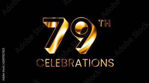 Unique Golden Seventy Nine Number Anniversary Celebration 3D Metallic Typography Isolated Design Animation