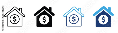 Home Value Icon. House Price Symbol for Real Estate, Property Cost, Mortgage Payment, Housing Finance and Residential Sale. Vector illustration