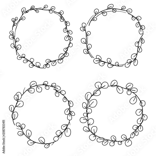 set of leaves wreath for frame or border