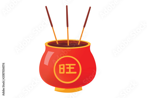 Fotografie incense burner with three sticks traditional chinese culture ritual
