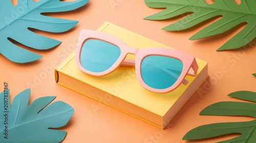 The contrast of orange background and green leaves enhances the visual appeal.