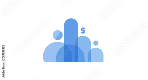 Abstract Financial Growth Concept - Blue Shapes, Dollar Sign, Business Growth, Success