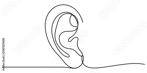 Konstfotografi Continuous single line drawing of a human ear anatomical structure