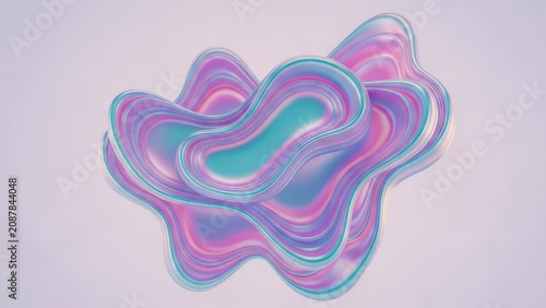 Abstract Iridescent 3D Fluid Liquid Shape