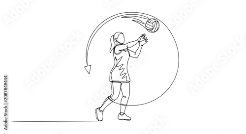 Volleyball Player Silhouette, One Line Drawing, Action Shot, Athlete Training