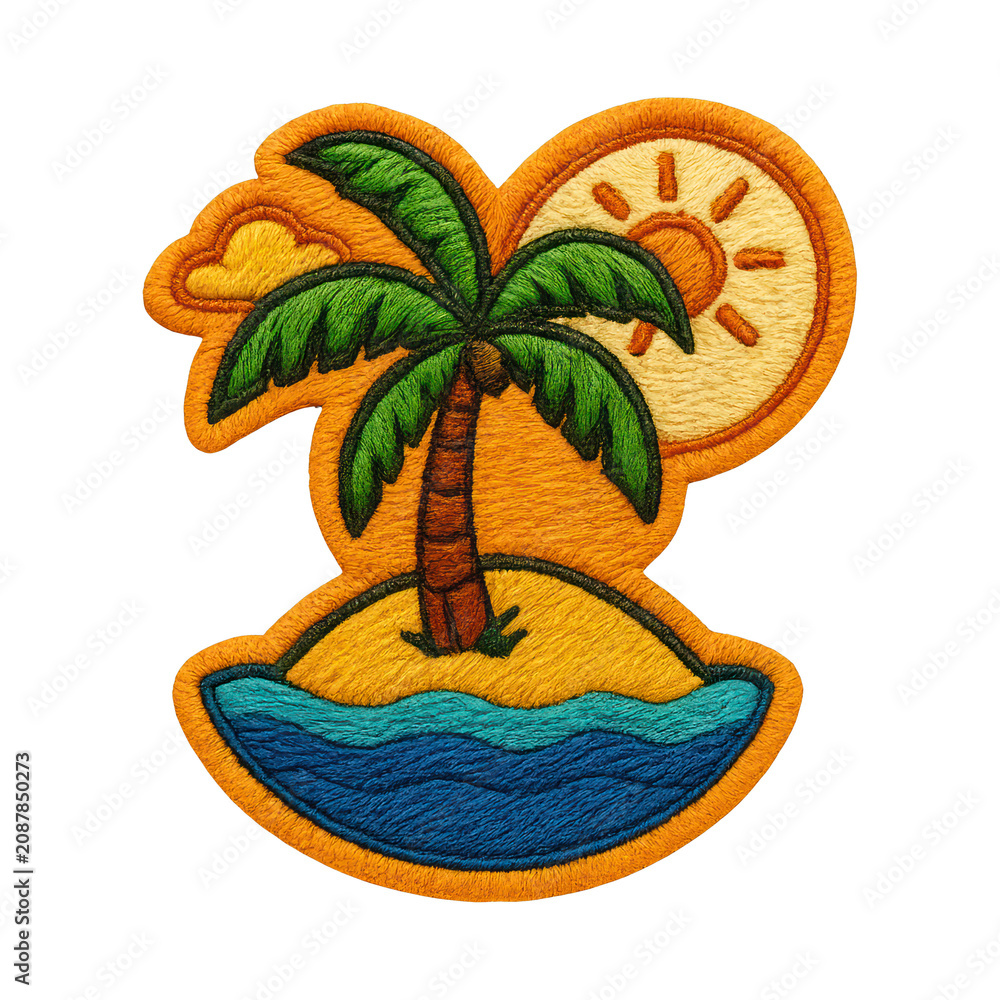 Fototapeta premium PNG Tropical embroidered patch design
