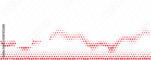Fotografía Red dots forming a fluctuating line graph against a clean white background repre