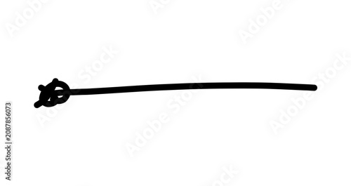 Hand Drawn Black Ink Line with Scribble Knot Accent Isolated Graphic Element