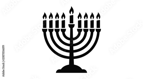 Fotografía menorah silhouette on white background candles jewish religion symbol tradition
