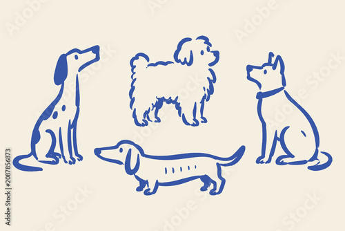 Photos Dog Breeds Doodle Set Hand Drawn Vector Illustration