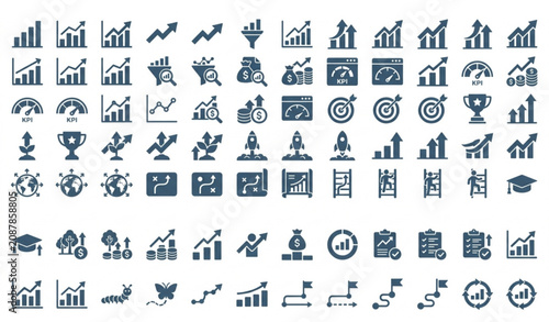 Growth Performance Development Solid Icon Pack Business Vector Collection