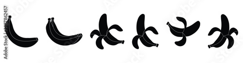 Foto Banana ripening stages icon set from fresh banana to peeled fruit vector illustration