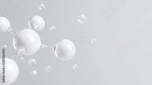 Transparent molecular structures in minimalist abstract scientific background