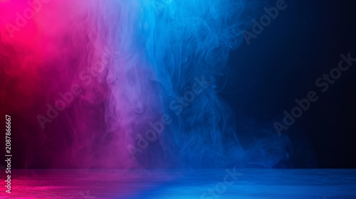 Abstract background with vibrant pink and blue neon smoke effects