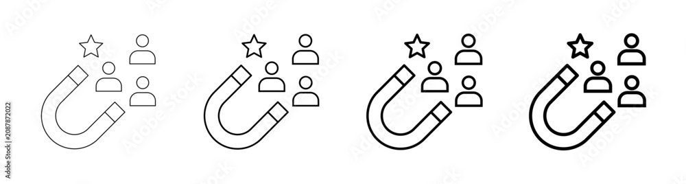 Εκτύπωση καμβά Social Influence Magnet Attracting Target Customers Line Art Outline Icon Vector