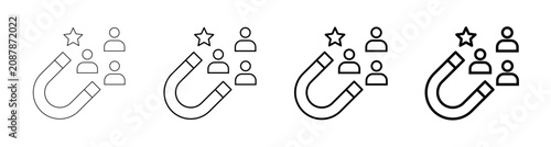 Photos Social Influence Magnet Attracting Target Customers Line Art Outline Icon Vector