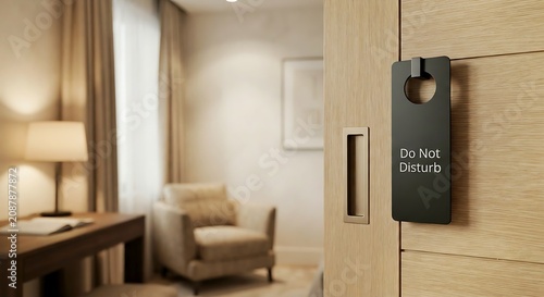 Matte black door hanger with text reading 