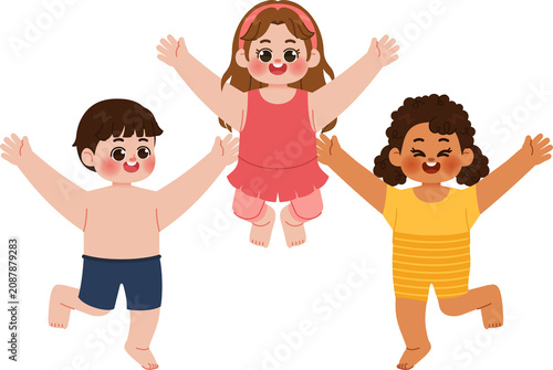 diverse children celebrating together