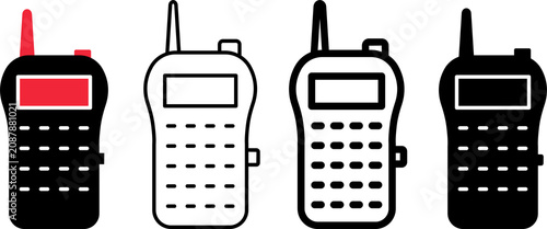 Foto Walkie Talkie Icon Set in Filled, Outline Color and Outline Line Styles