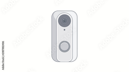 Modern Minimalist Smart Doorbell Device Vector Illustration for Home Security and Automated Entry Systems Design